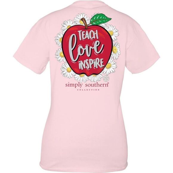 Simply Southern Preppy Teach Love Inspire Teacher Short Sleeve T-Shirt - XXL - Picture 2 of 4